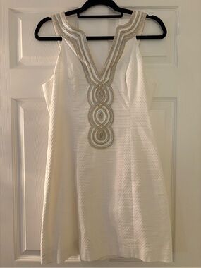 Lilly Pulitzer White Mini Dress with Gold Embellishment